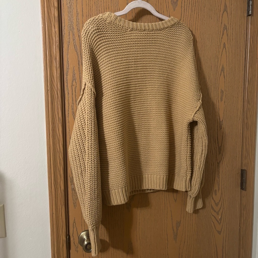 Free People Isla Cable Knit Oversized Tunic Sweater XS - Camel - Picture 4 of 5